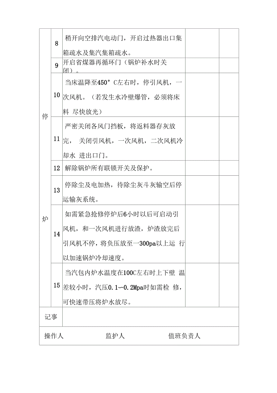 循环流化床锅炉正常停炉操作票_第2页