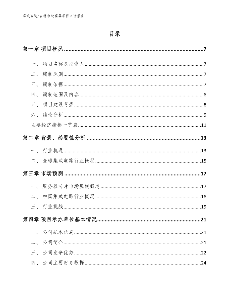 吉林市处理器项目申请报告（参考范文）_第1页