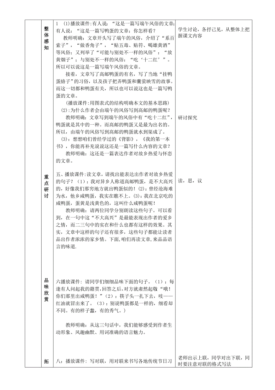 《端午的鸭蛋》表格式教案_第2页