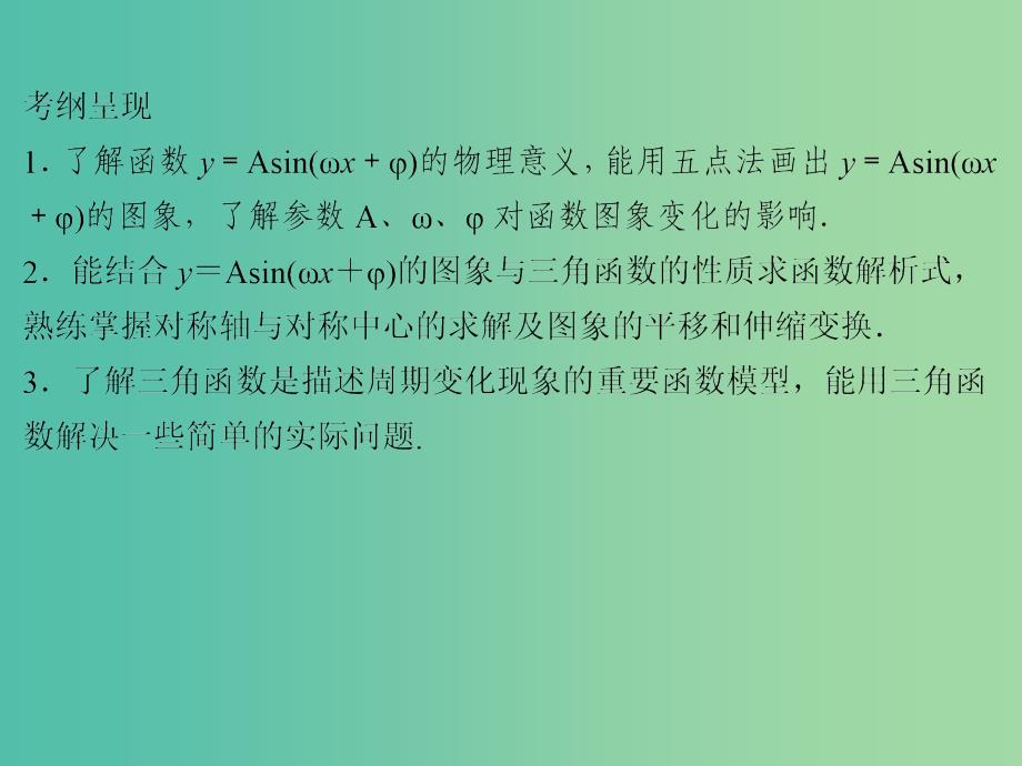 2020届高考数学一轮复习 第4章 三角函数、解三角形 第18节 函数y＝Asin(ωx＋φ)的图象与应用课件 文.ppt_第2页