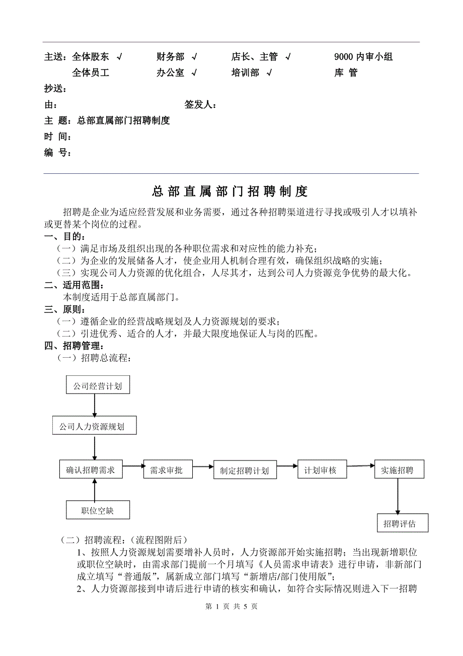 总部直属部门招聘制度_第1页