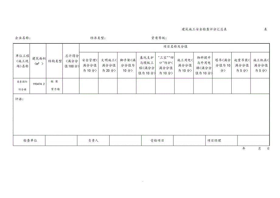 建筑施工安全检查评分表863_第1页