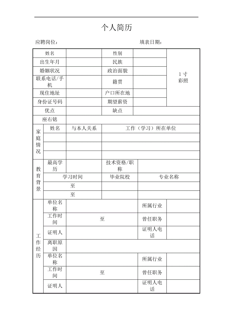 公司招聘实用简历_第2页