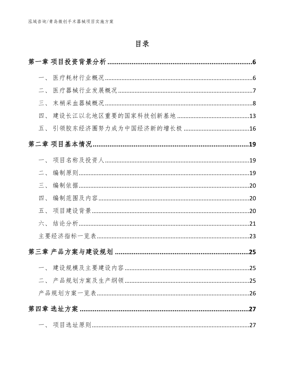 青岛微创手术器械项目实施方案_模板范本_第1页