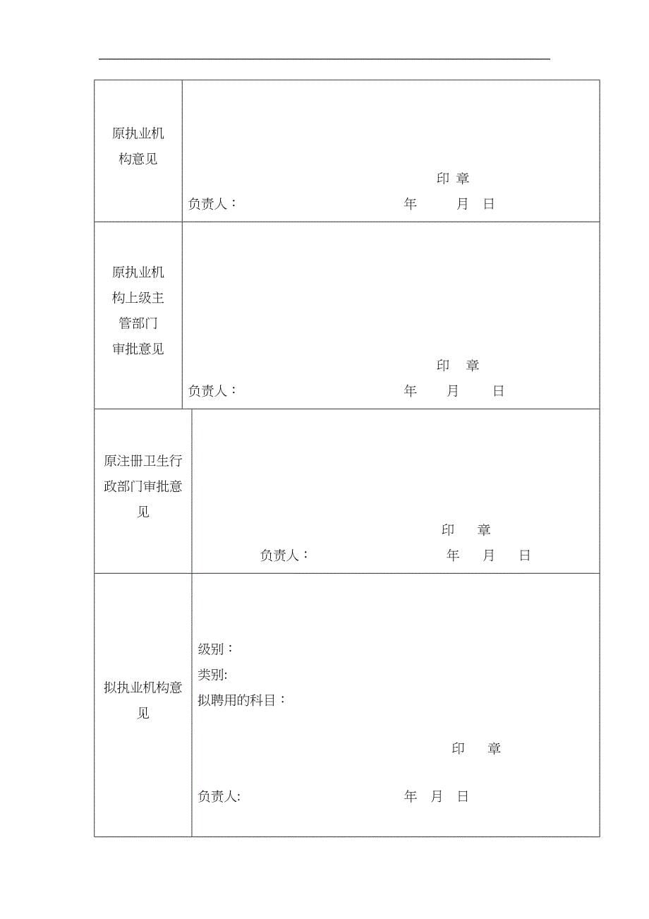 医师注册变更申请表_第5页