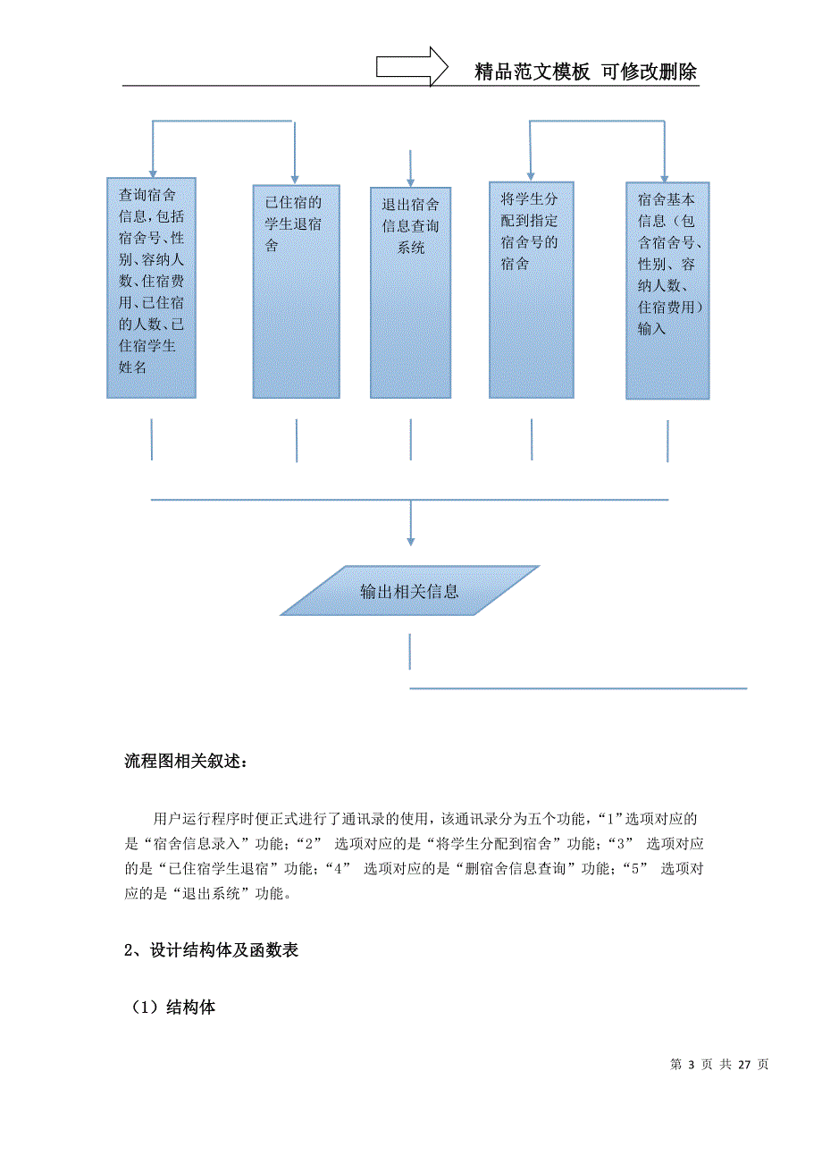 数据结构课设报告-宿舍管理系统_第3页