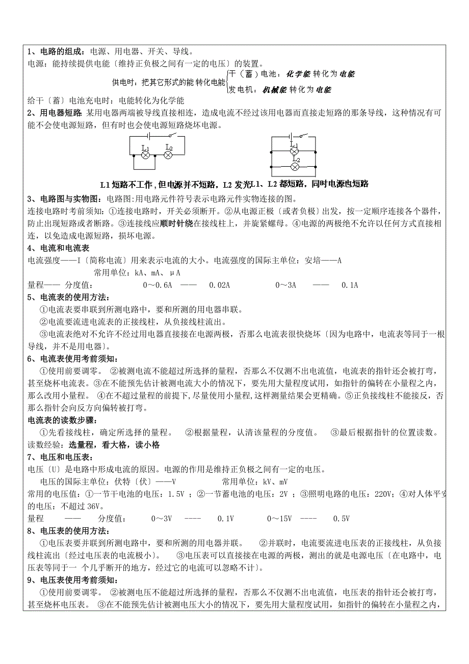 浙教版九年级科学上册教师辅导讲义-电学基础复习1_第2页