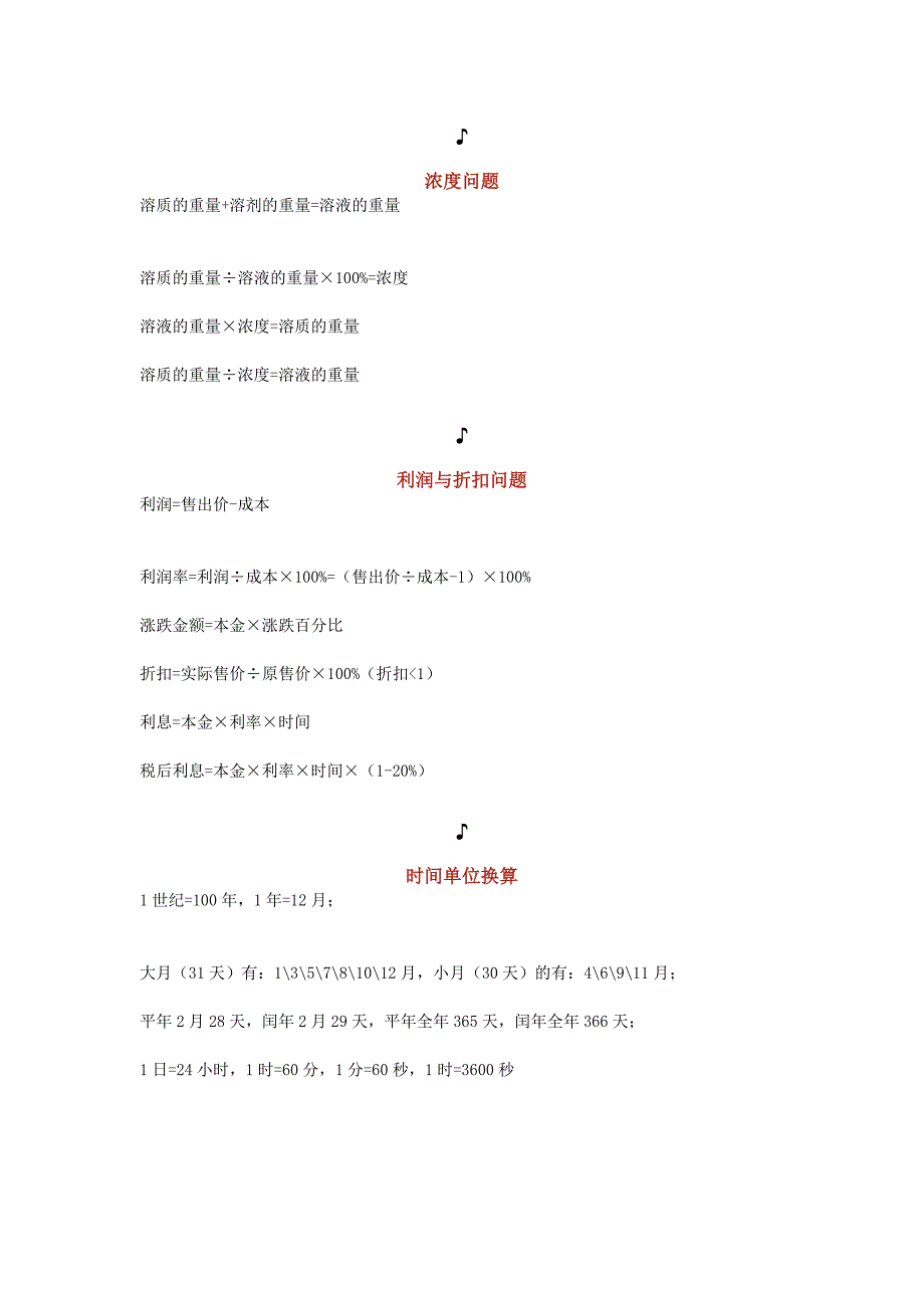 小学数学一到六年级所有的数学计算公式_第4页