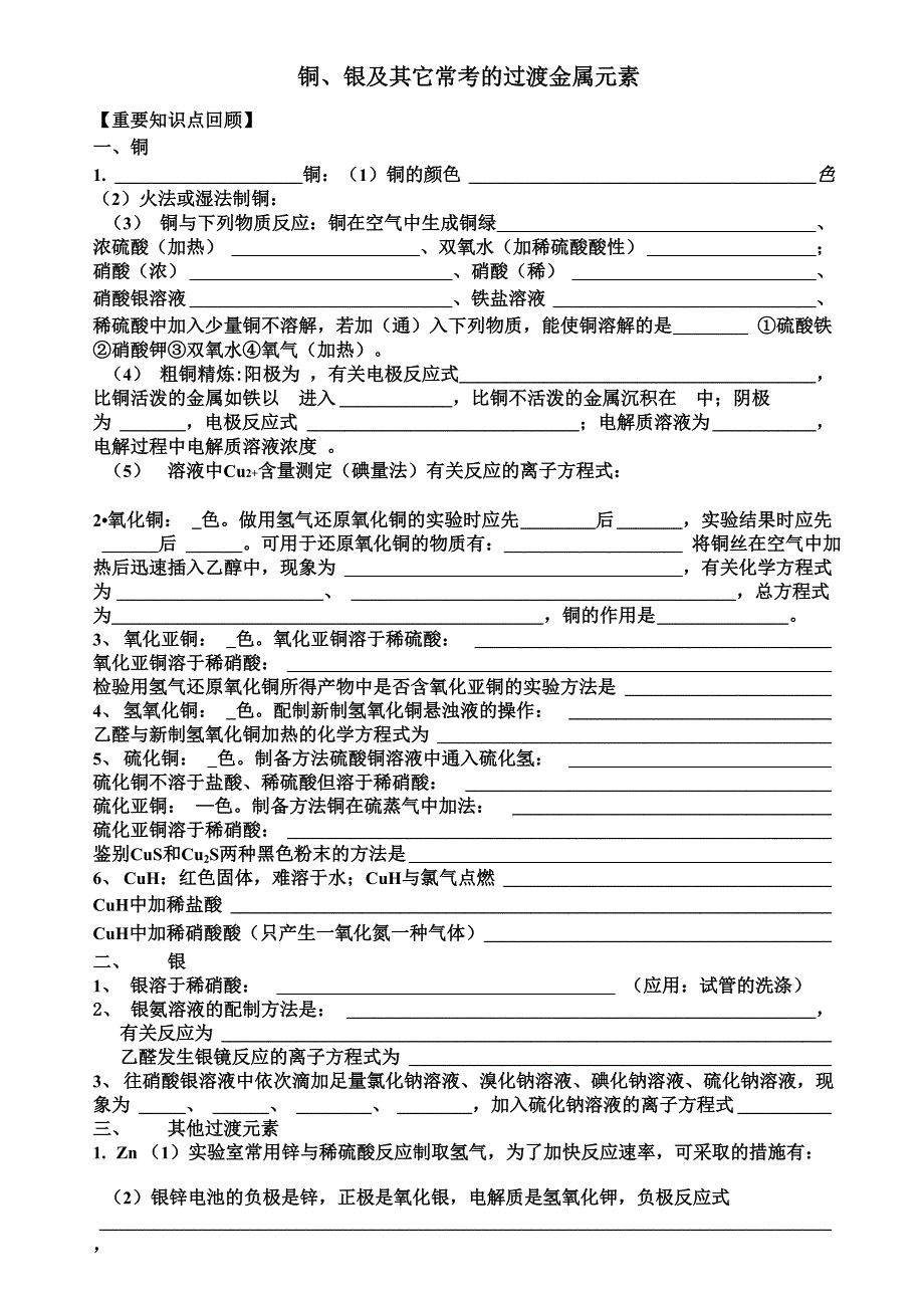 铜及其它常考的过渡金属元素_第1页