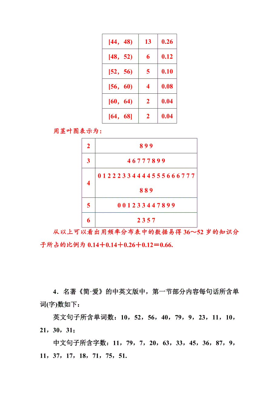 苏教版必修三数学：2.2.3茎叶图课时训练含答案_第3页