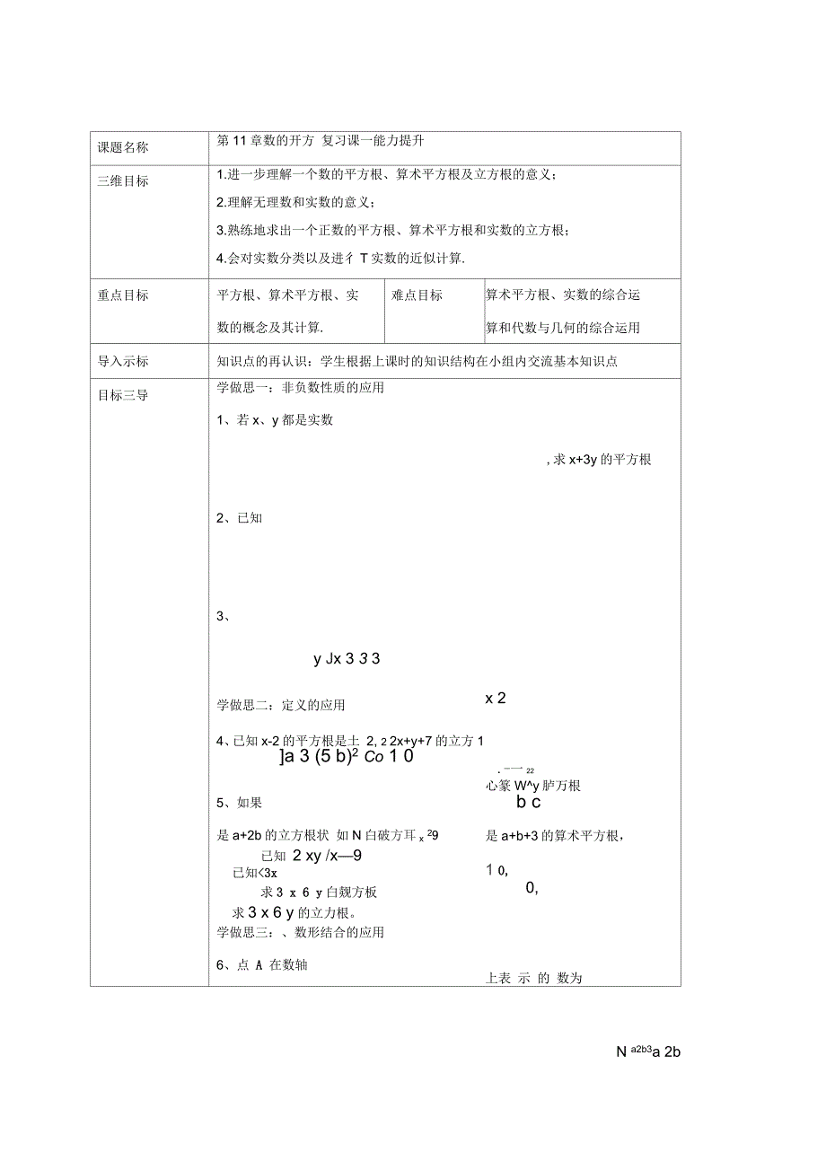 重庆市沙坪坝区虎溪镇八年级数学上册第11章数的开方复习(二)教案(新版)华东师大_第1页