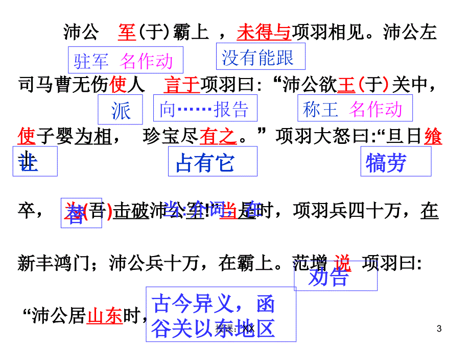 鸿门宴字词翻译课堂PPT_第3页