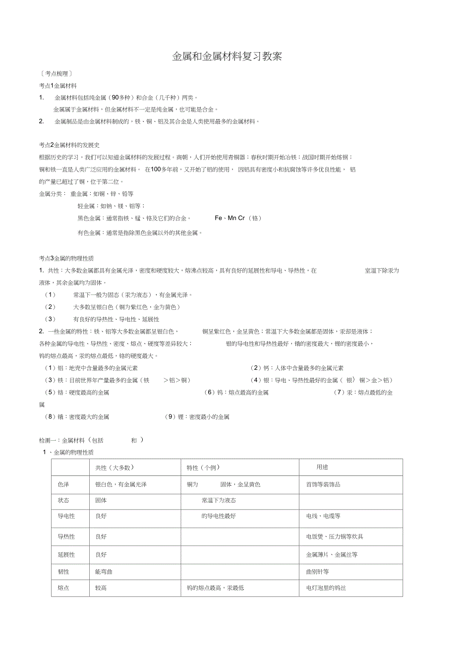 (完整)初中化学金属知识点总结(2),推荐文档_第1页