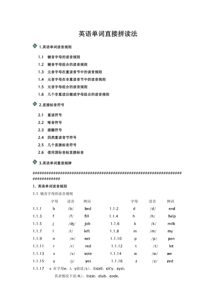 很棒的归纳：英语单词直接拼读法(建议先看”26个字母发音规律“)_第1页