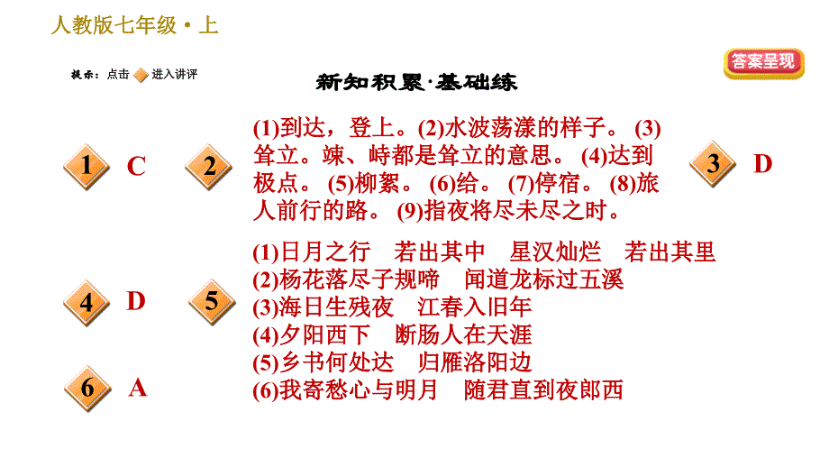 部编版七年级上册语文习题课件 第1单元 4 古代诗歌四首_第2页