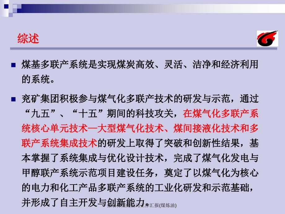 张名林煤化公司工作汇报煤炼油课件_第2页