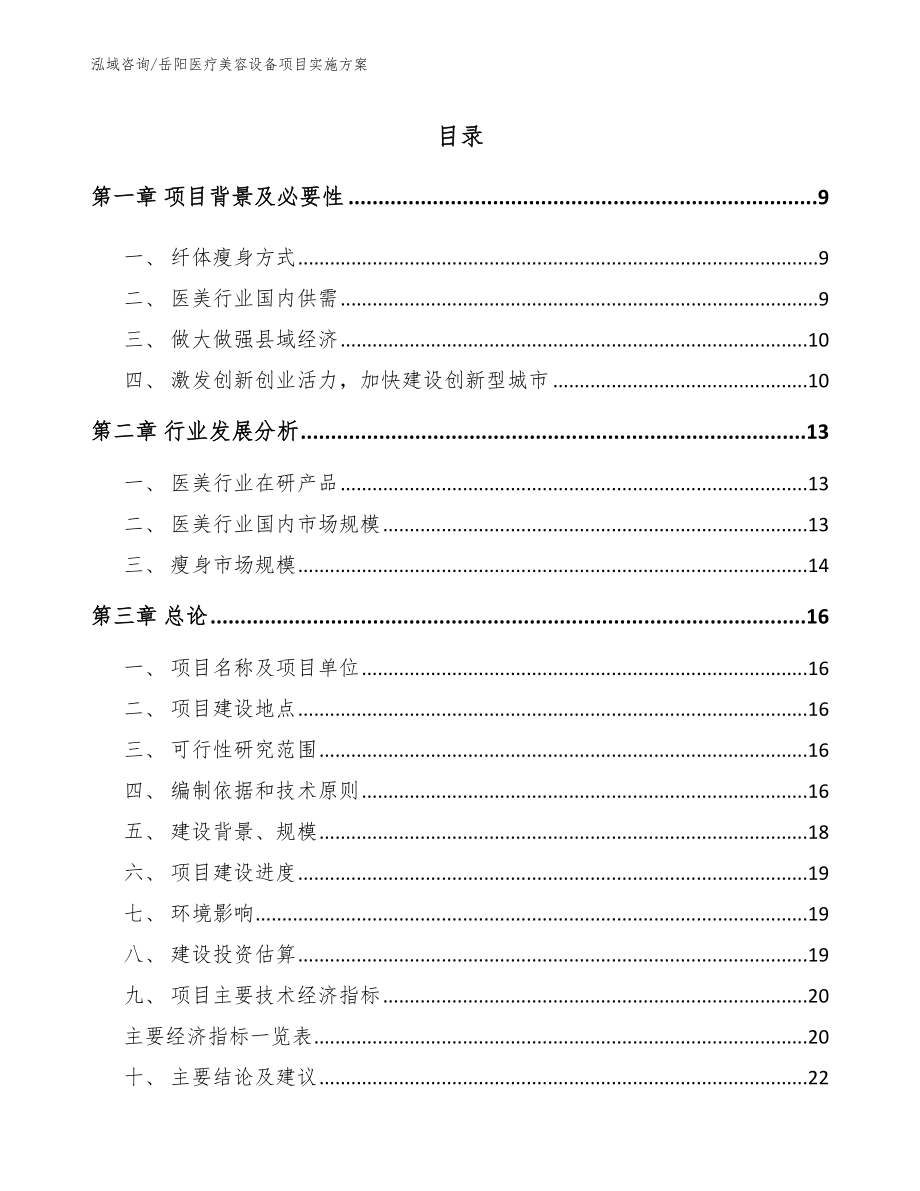 岳阳医疗美容设备项目实施方案_参考模板_第1页