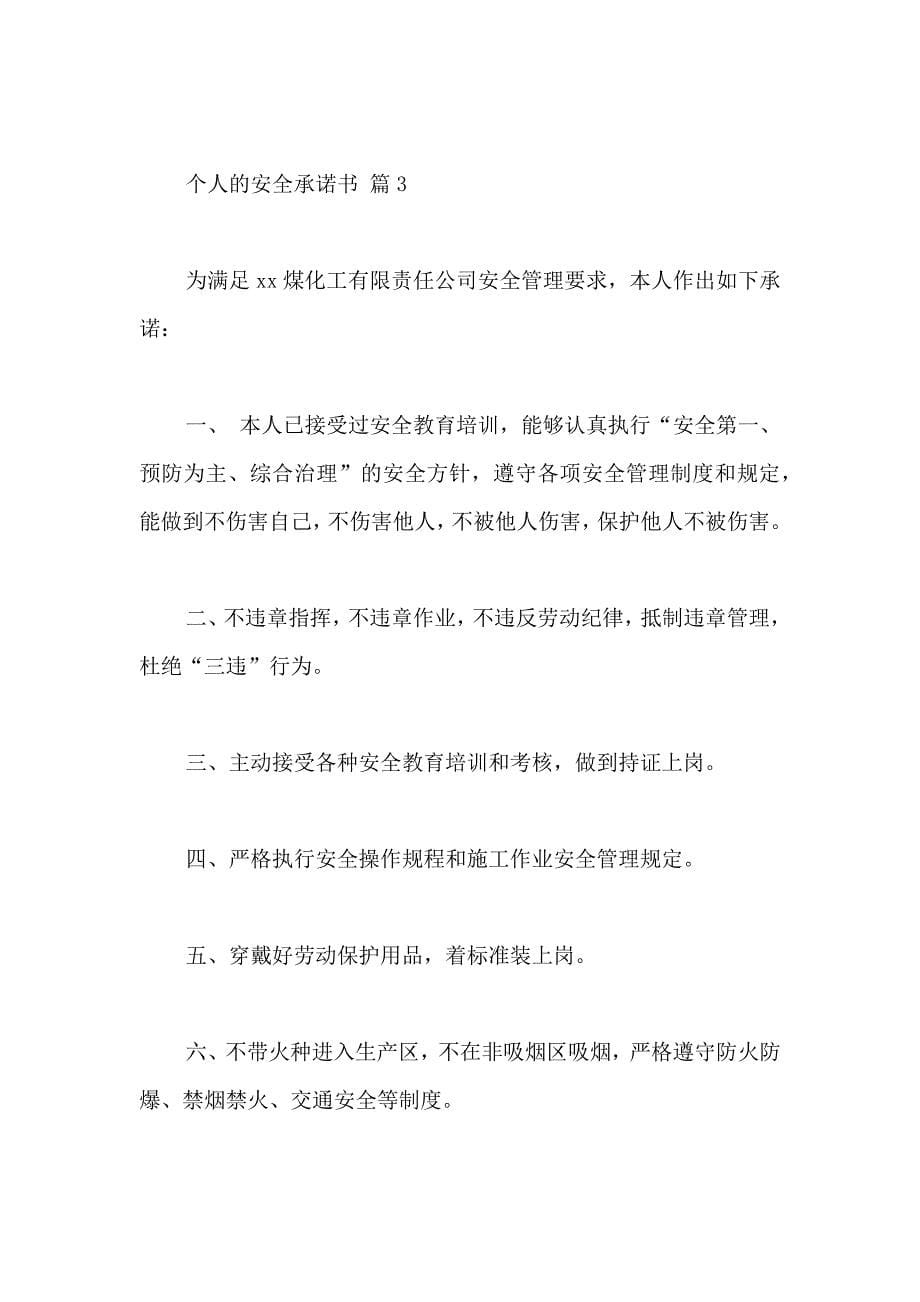 个人的安全承诺书模板合集9篇_第5页