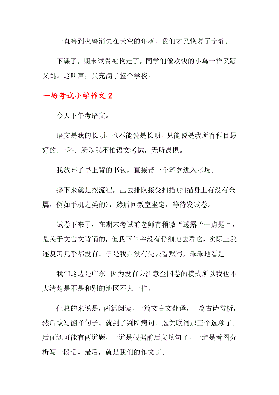 一场考试小学作文_第2页