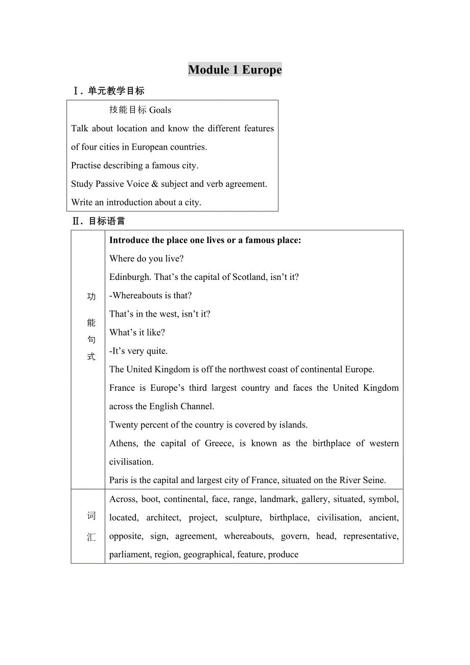 Module1Europe教案_第1页