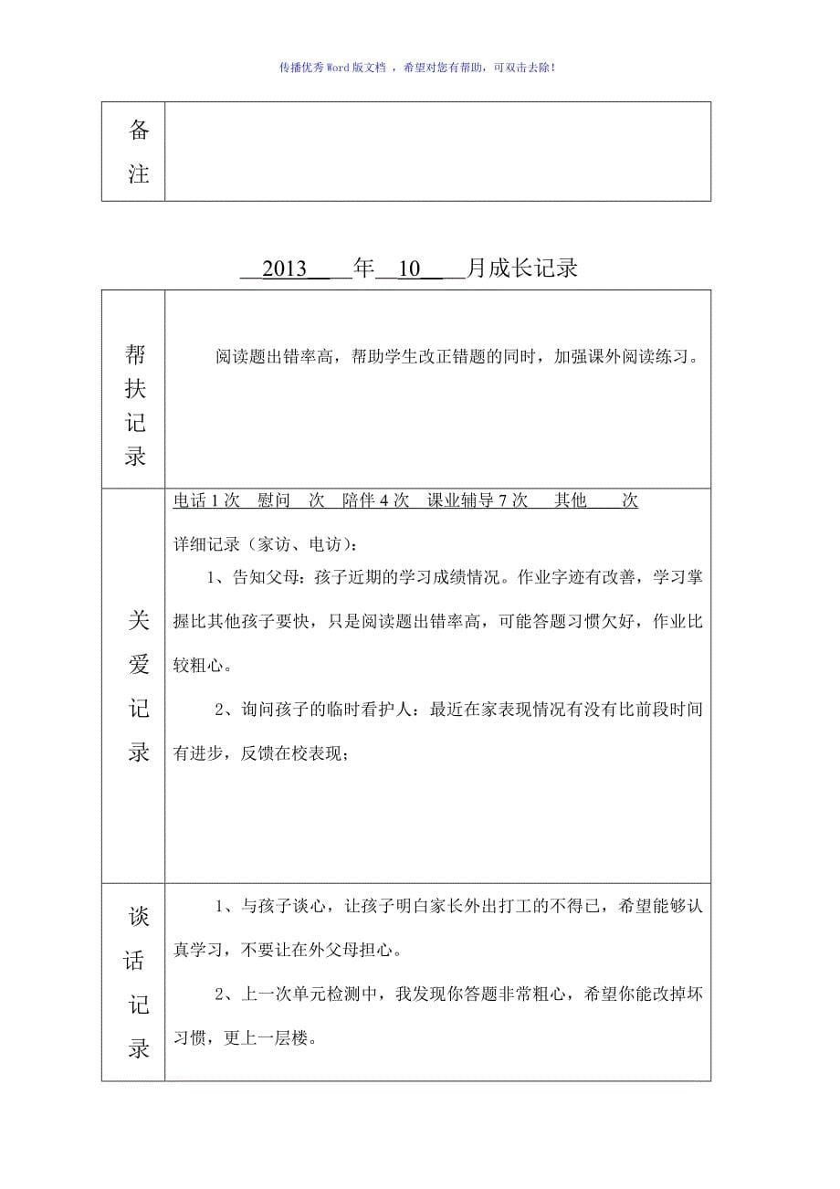 留守儿童关爱记录Word编辑_第5页