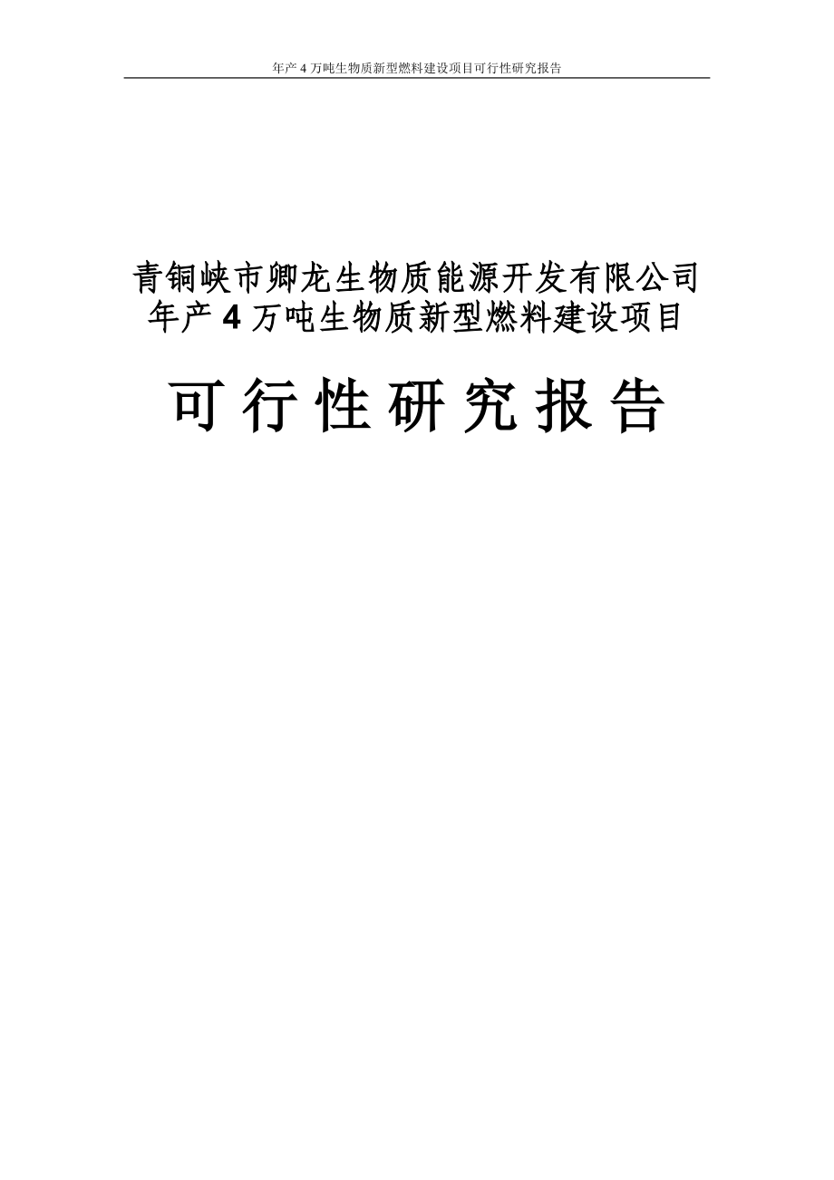 年产4万吨生物质新型燃料建设项目投资可行性计划书_第1页