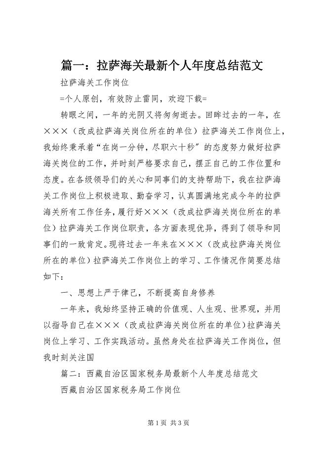 2023年拉萨海关个人总结.docx