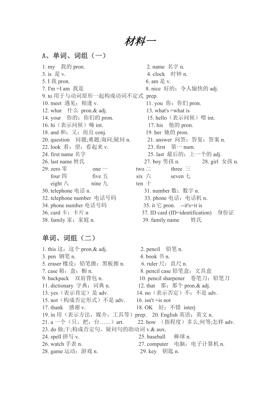 初中英语复习材料_第1页