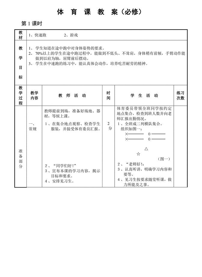 体育教案（必修）17个