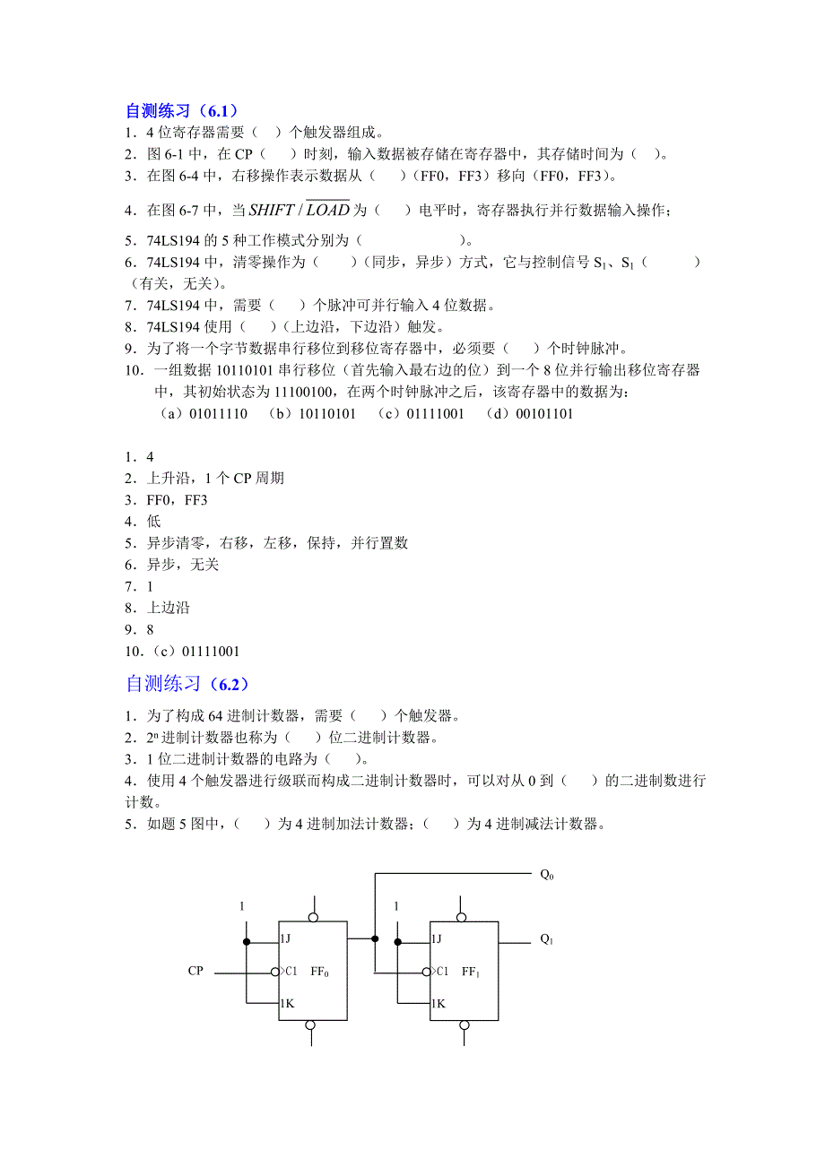 数字电子技术第6章自测练习及习题解答_第1页