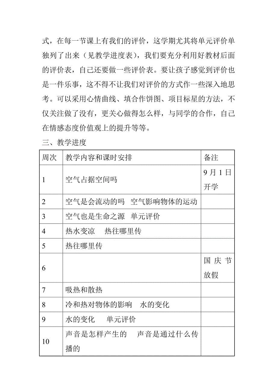 苏教版四年级上册科学教学计划_第5页