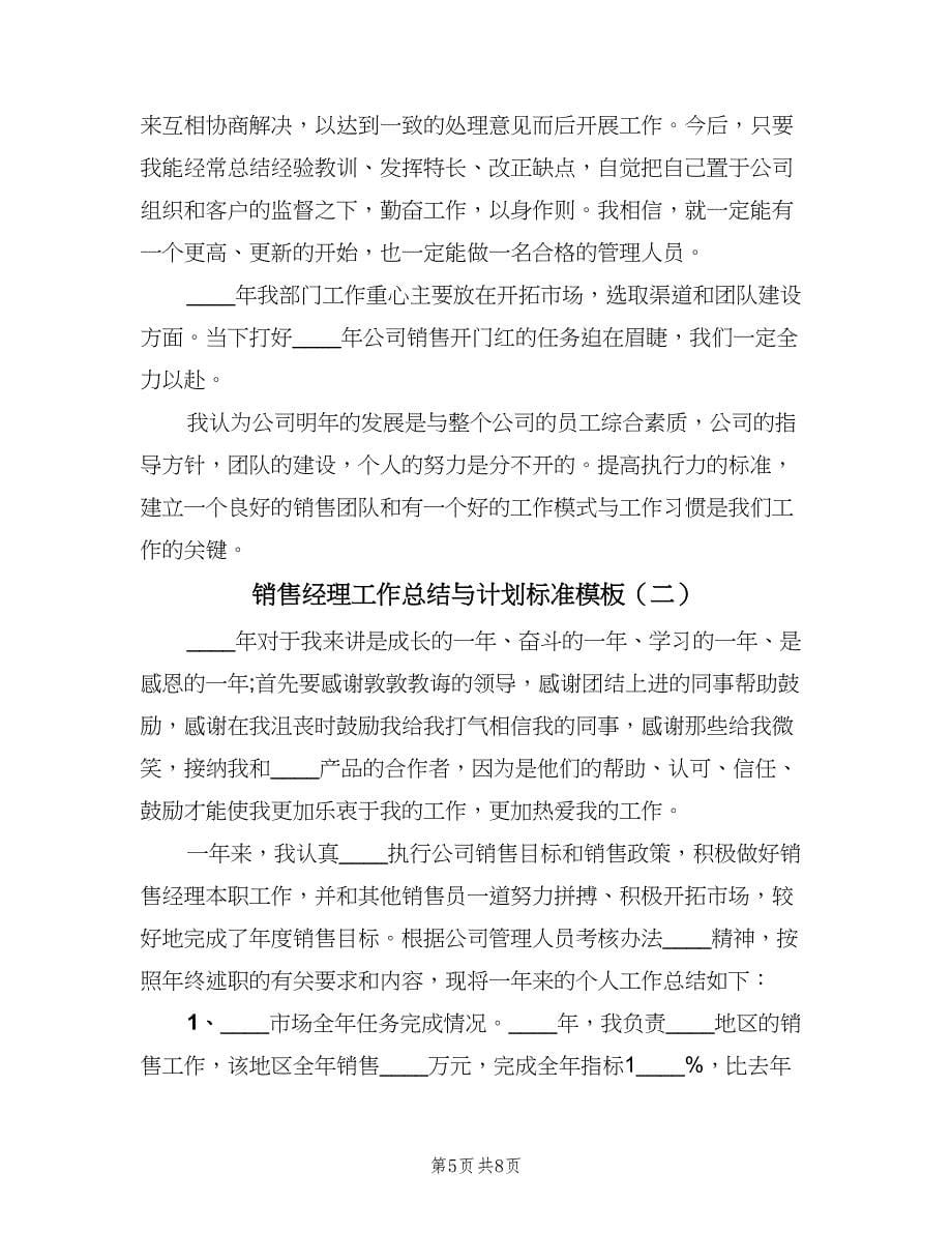 销售经理工作总结与计划标准模板（2篇）.doc_第5页