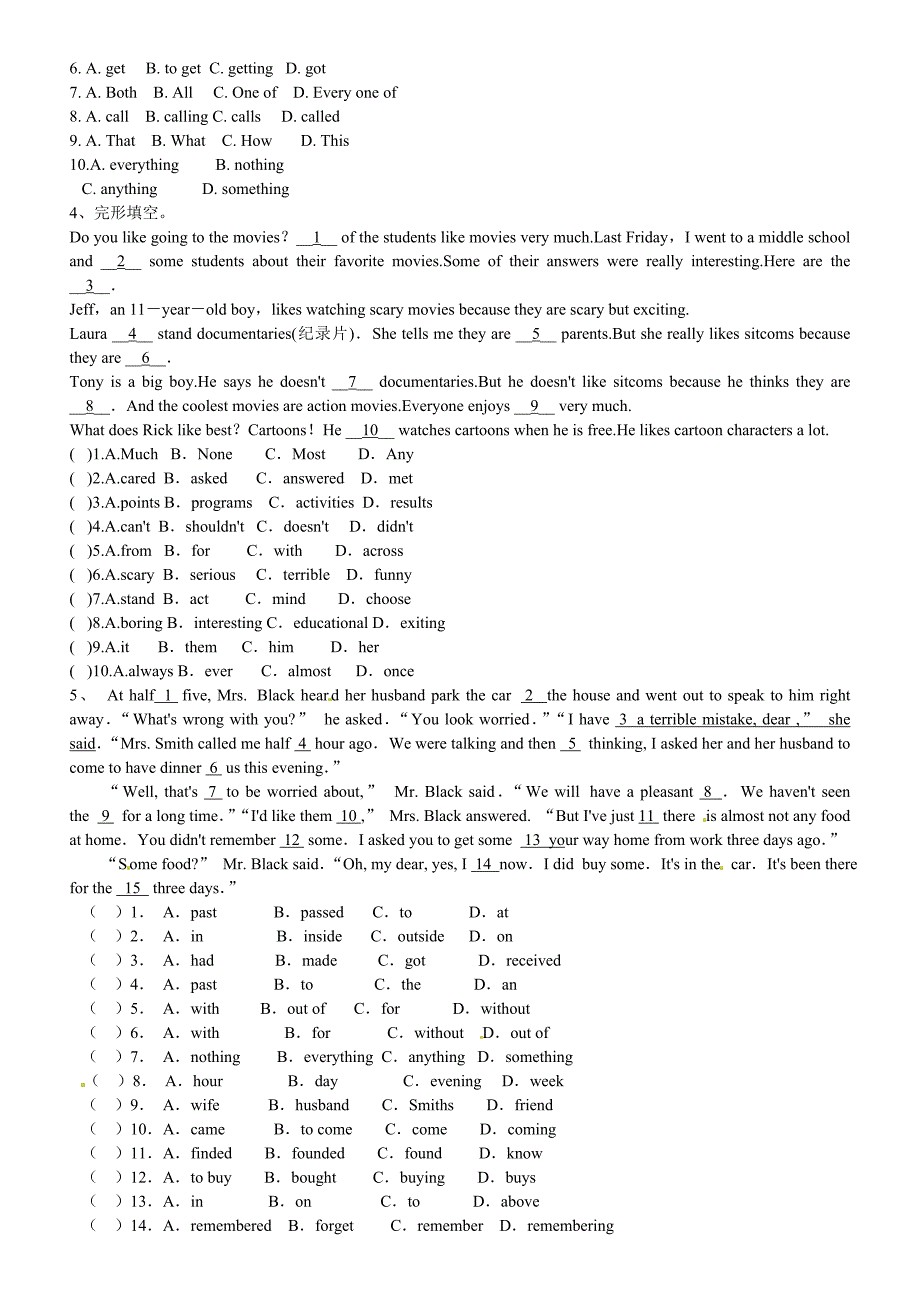 (完整版)初中英语完型填空15篇.doc_第2页