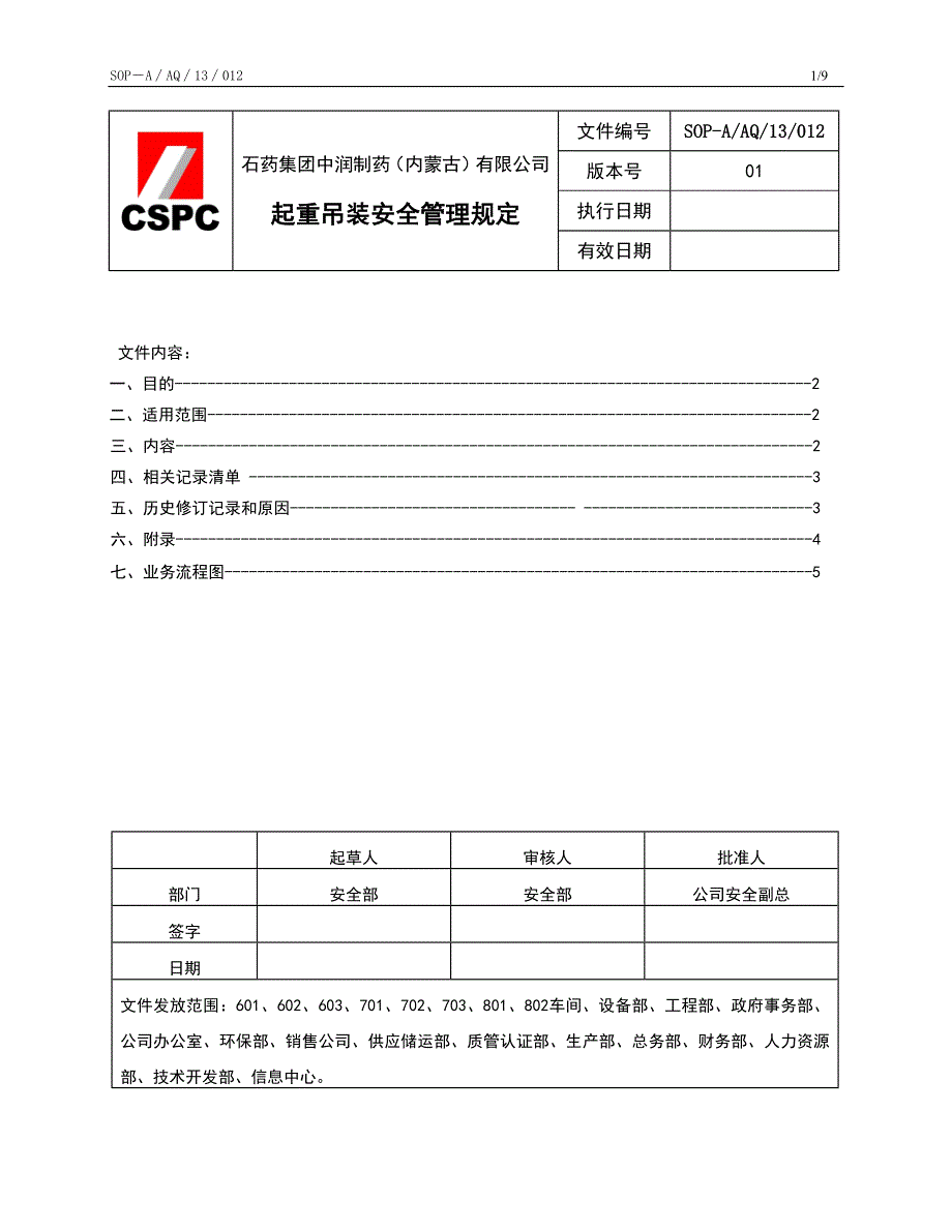 012起重吊装安全管理规定(待定)_第1页