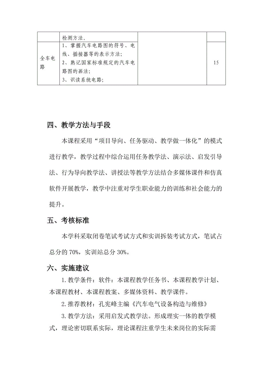 《汽车电气设备构造与维修》课程标准(总6页)_第5页