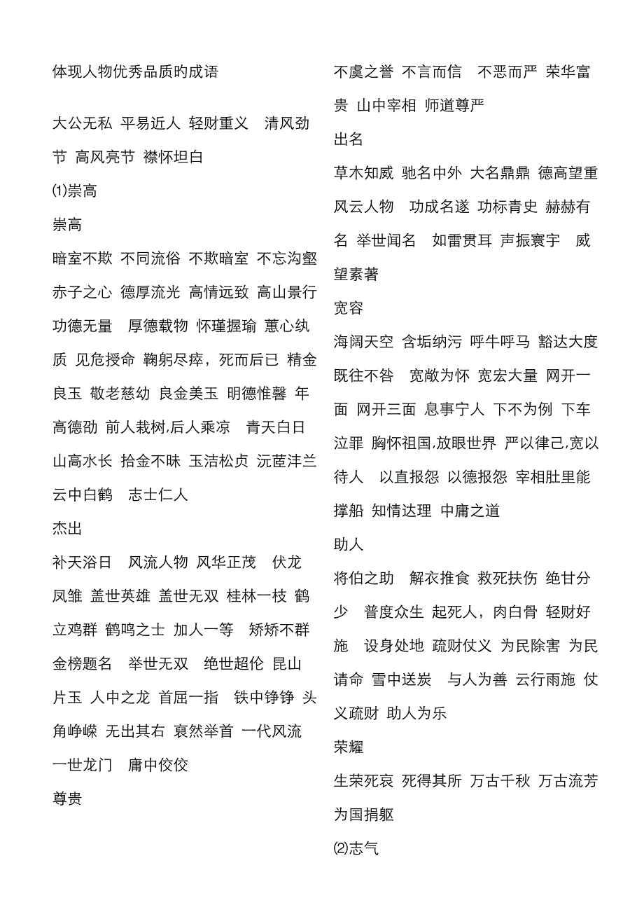 表现人物优秀品质的成语_第1页
