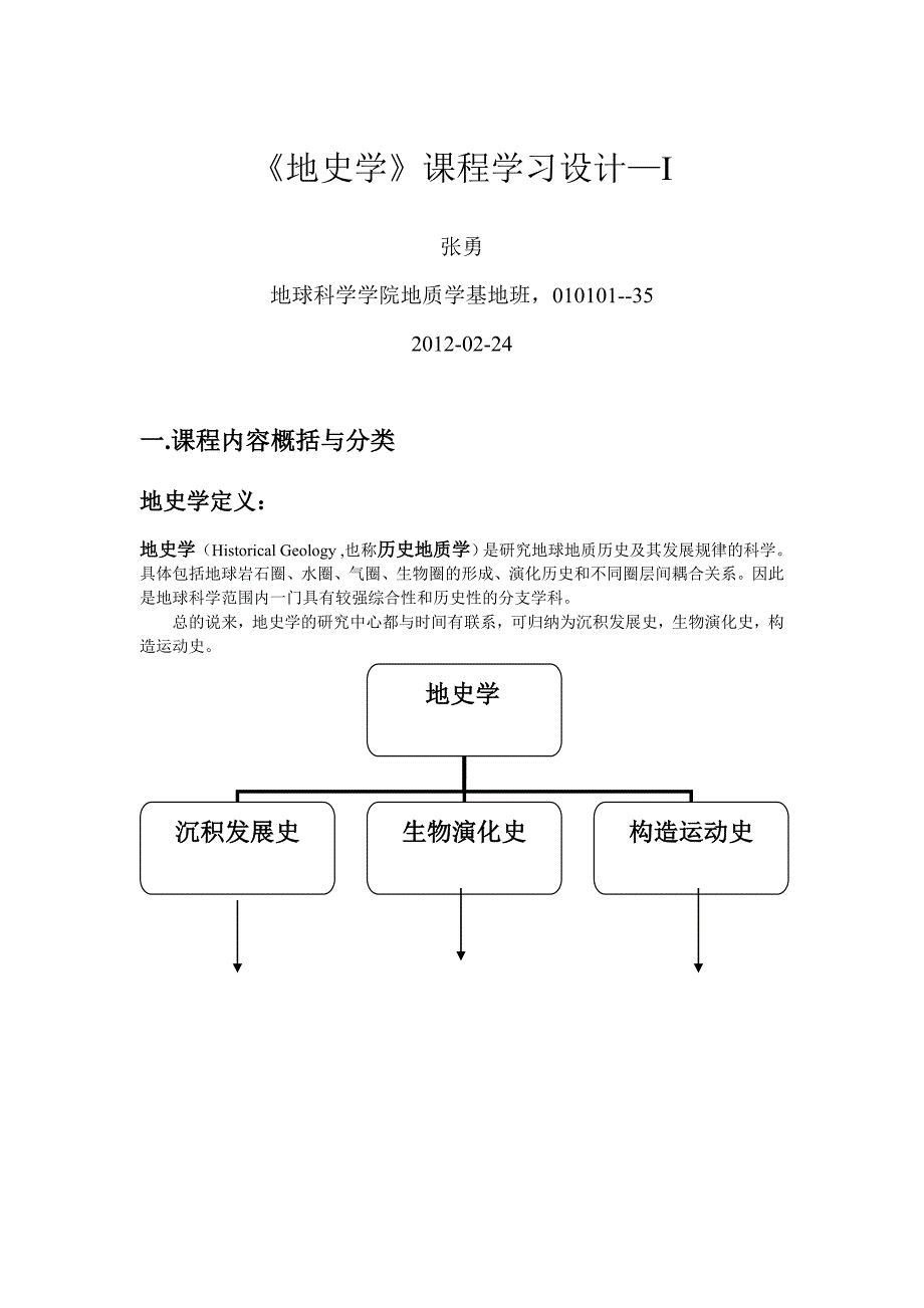 地史学课程学习设计1张勇_第1页