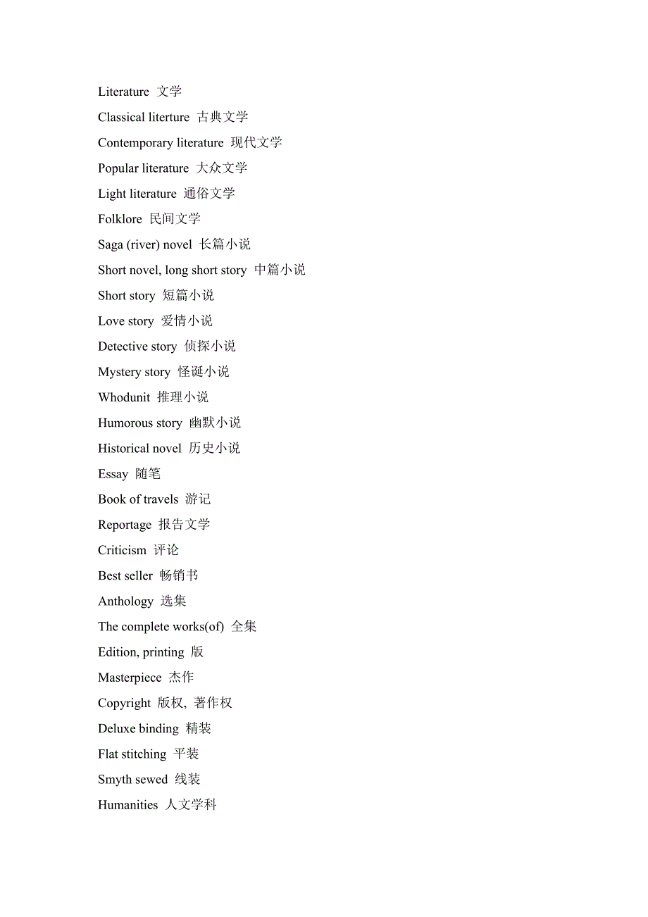 文学专业英语词汇_第1页
