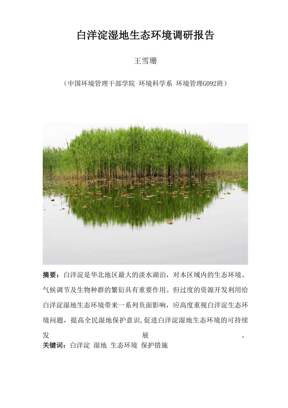 白洋淀湿地生态环境调研报告_第2页