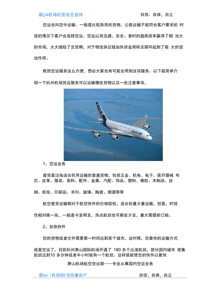 杭州机场货运服务项目以及注意事项_第1页