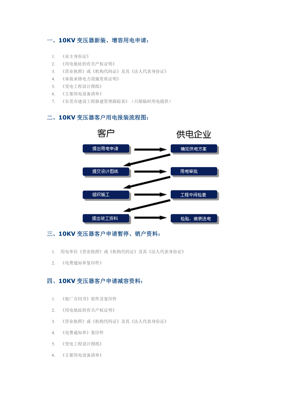 10KV变压器新装、增容用电申请_第1页