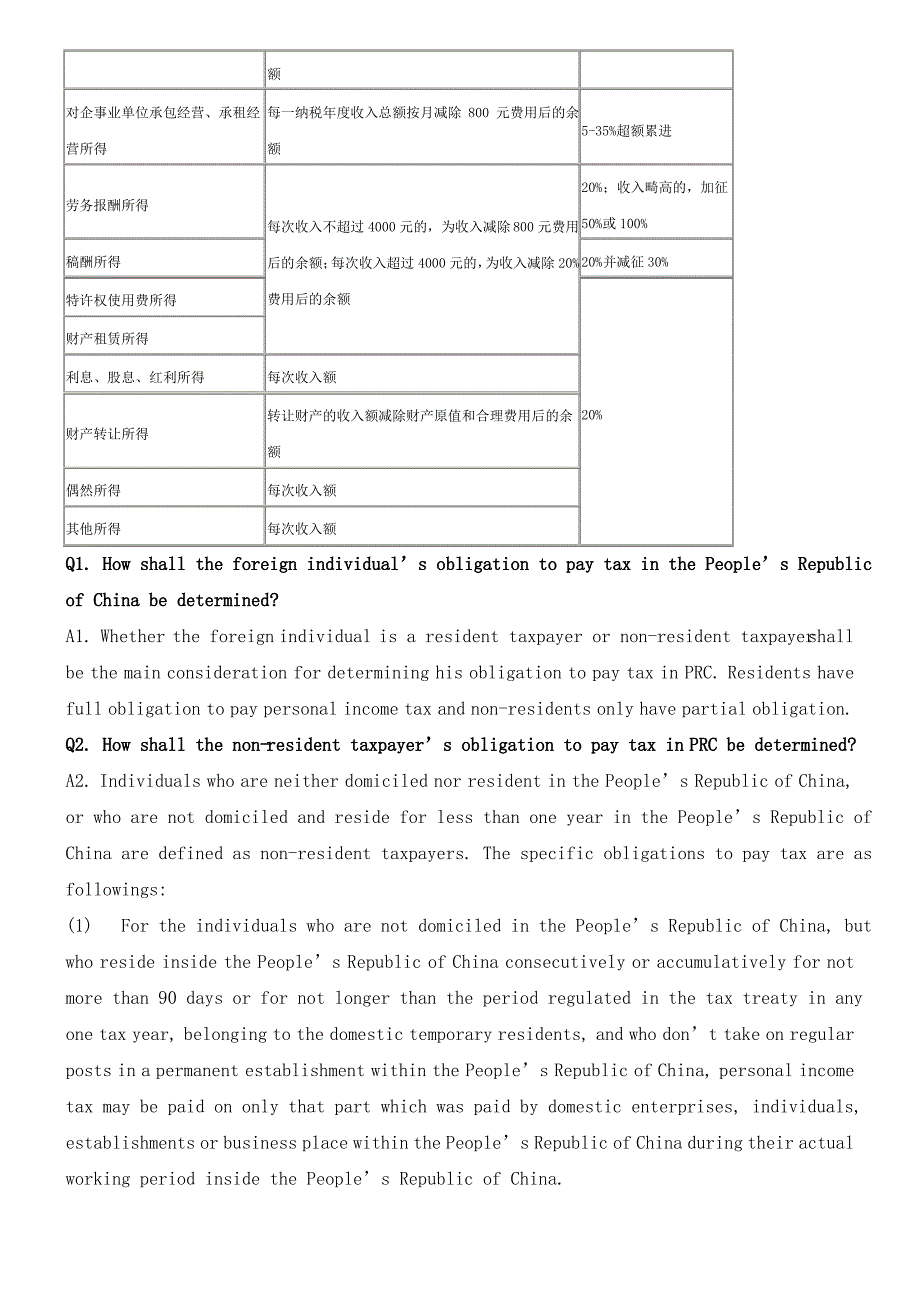 外籍人员在中国缴纳个税的咨询解答 中英对照版本_第4页