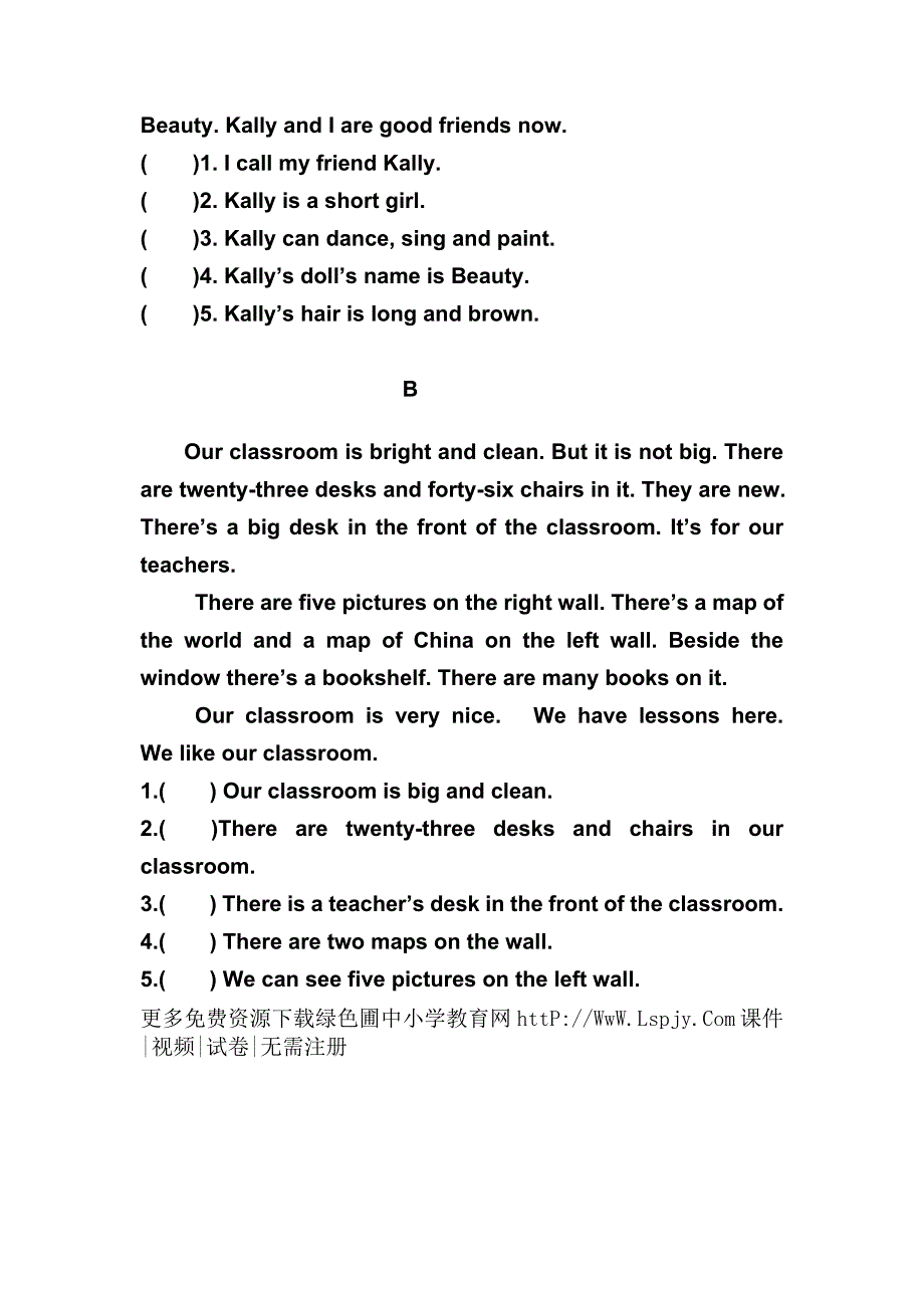 四年级下册英语4B期中测试题_第4页