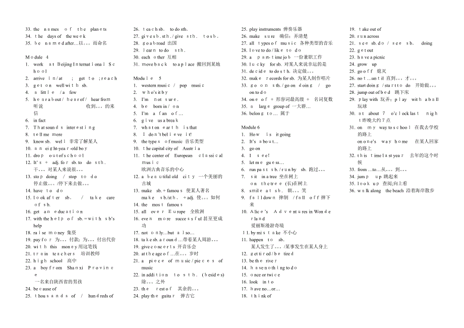 module16重点短语外研版八年级上初中英语_第2页