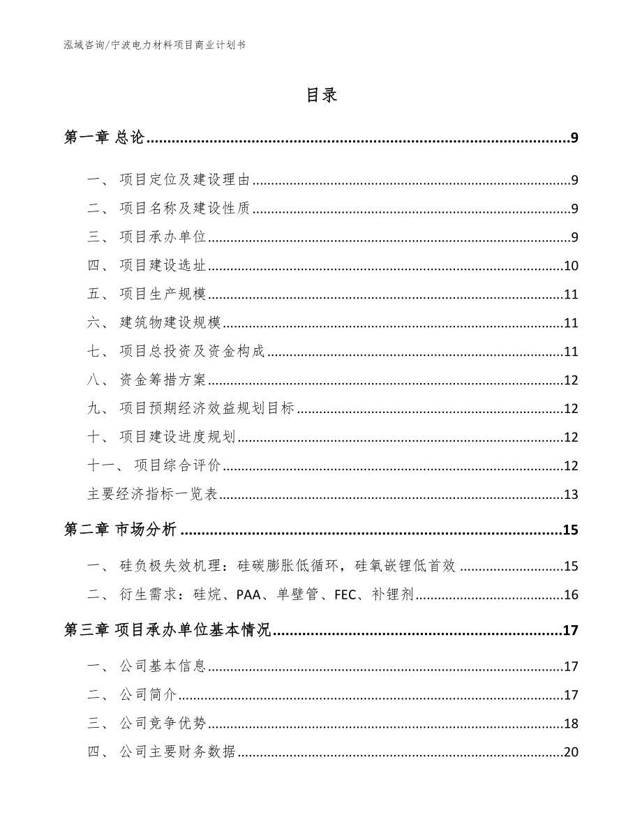 宁波电力材料项目商业计划书（模板范文）_第2页