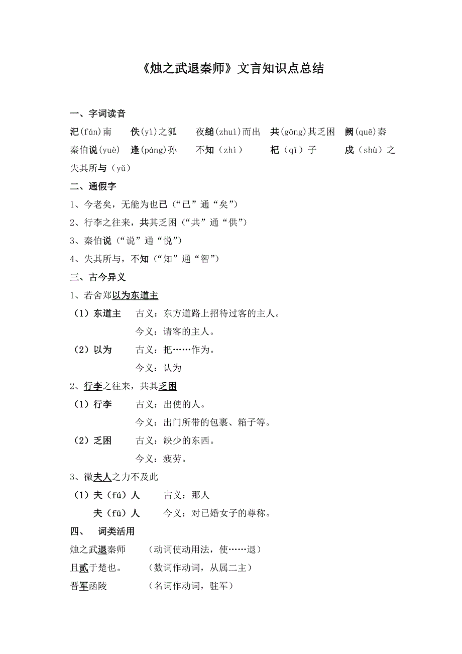 《烛之武退秦师》文言知识点总结 （精选可编辑）.DOCX_第1页
