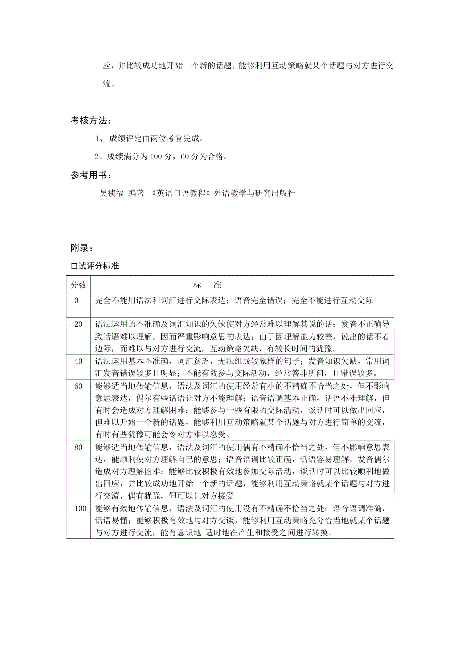 英语专科《口语》考核大纲_第2页