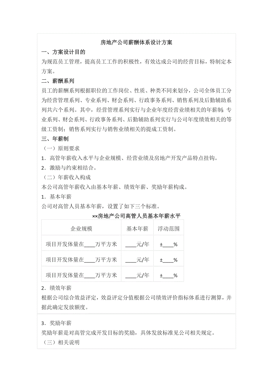 房地产公司薪酬体系设计方案.docx_第1页