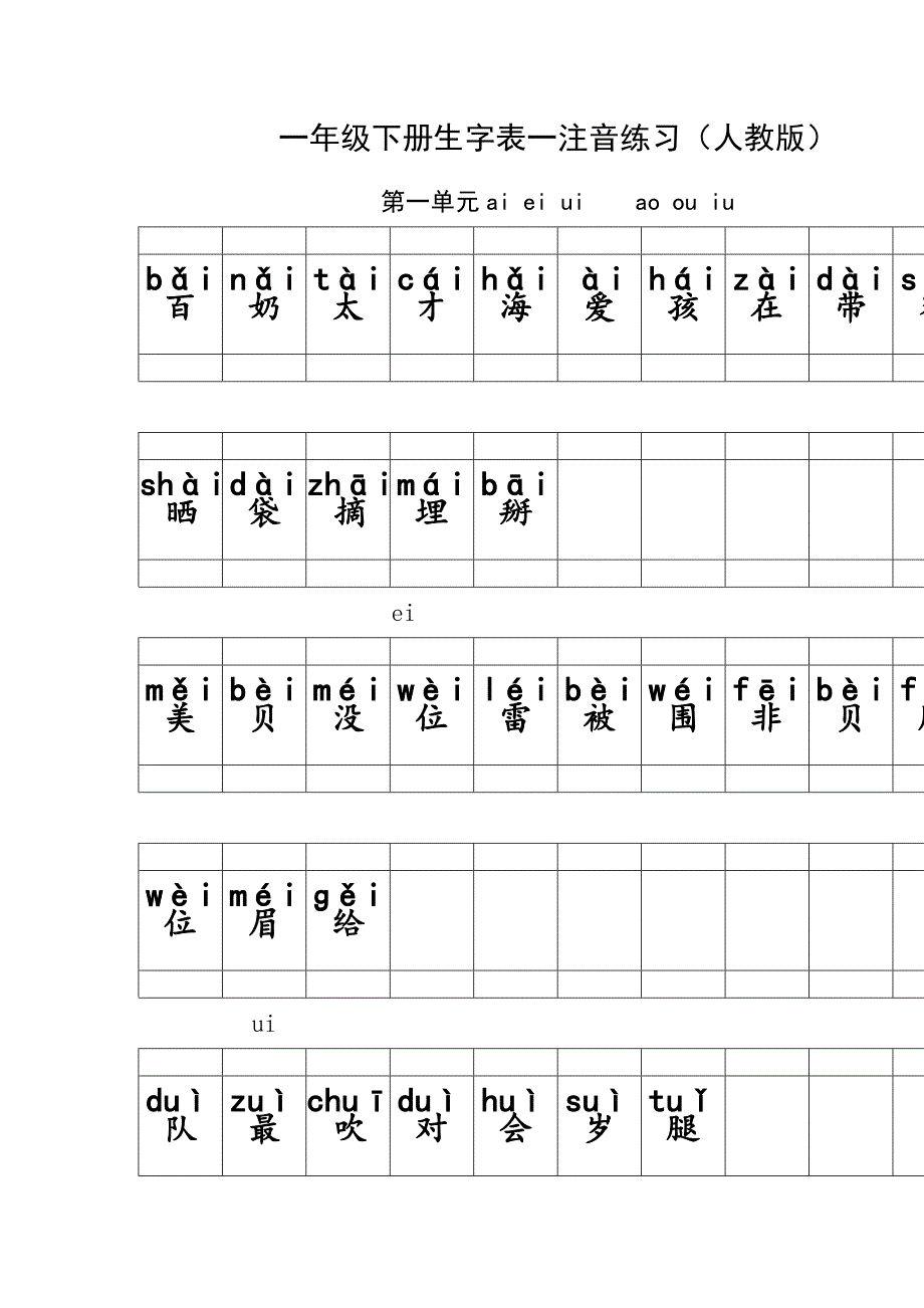 一年级下册生字表一注音练习_第1页