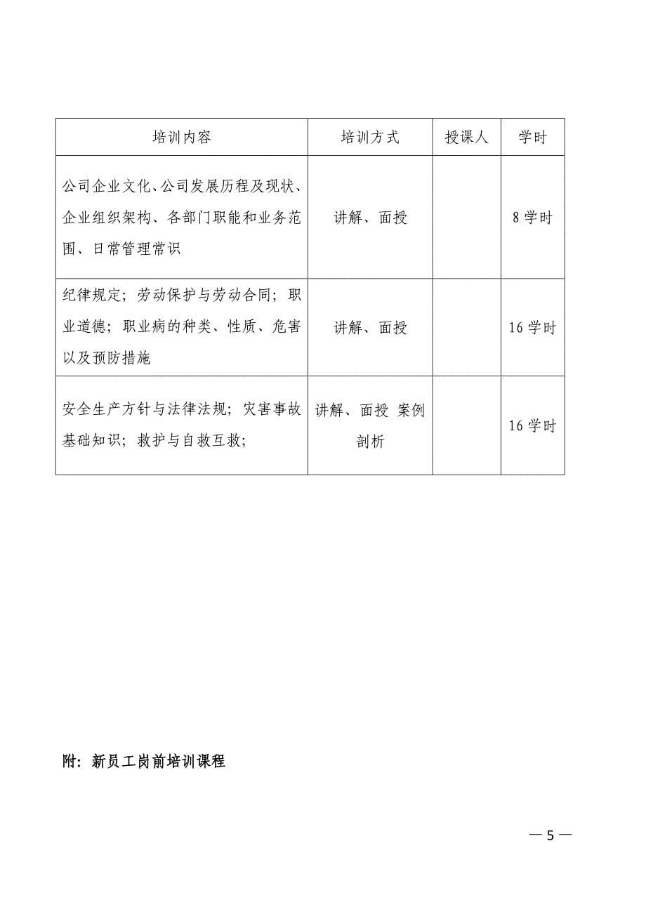 新员工上岗前培训实施方案_第5页